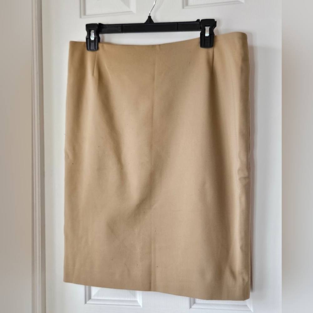 Akris Punto Camel Tan Beige Pencil Skirt Size 10 Classic